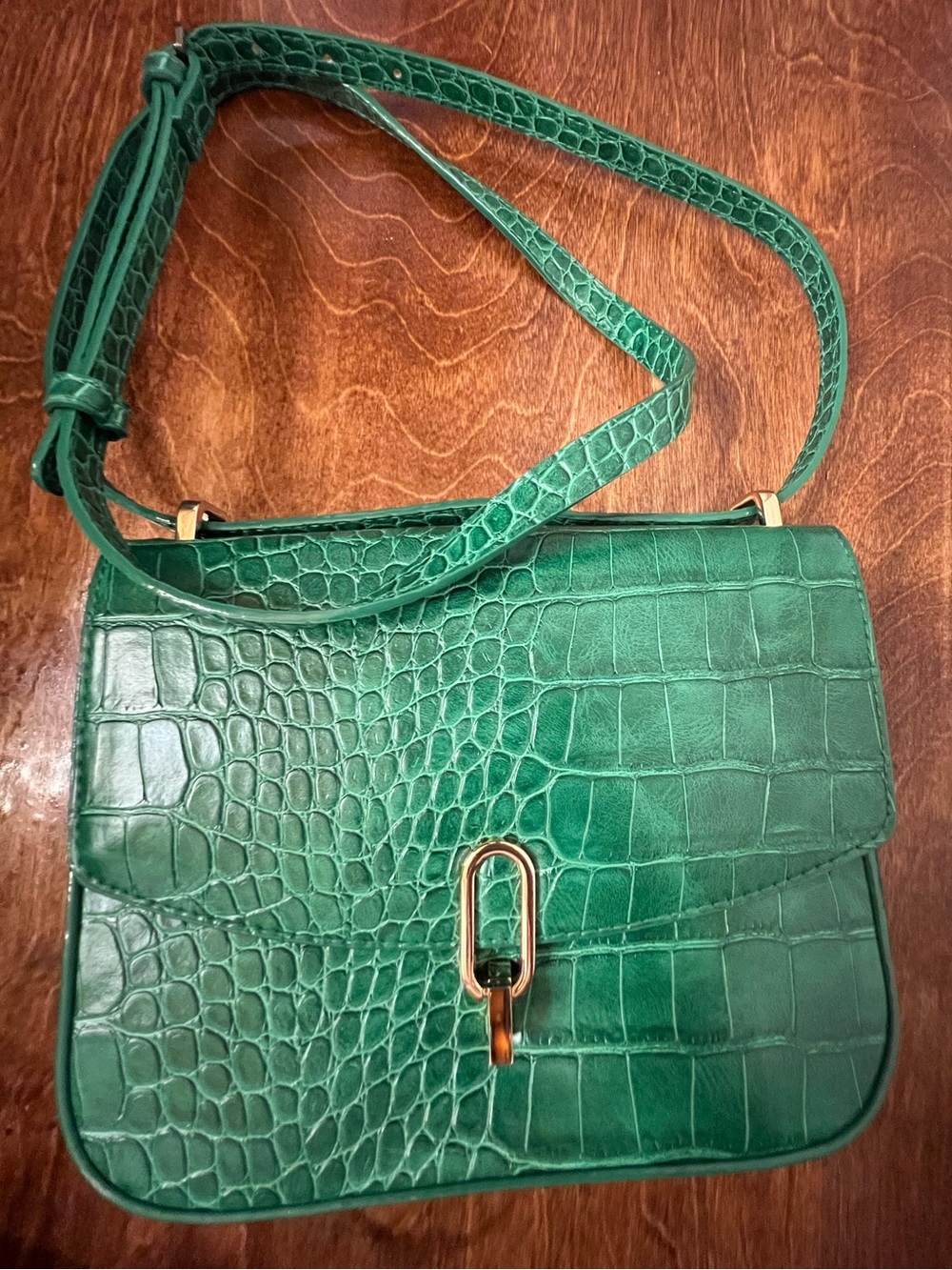 A New Day Women’s Green‎ Crocodile Crossbody Bag/Hand Bag with Adjustable Strap